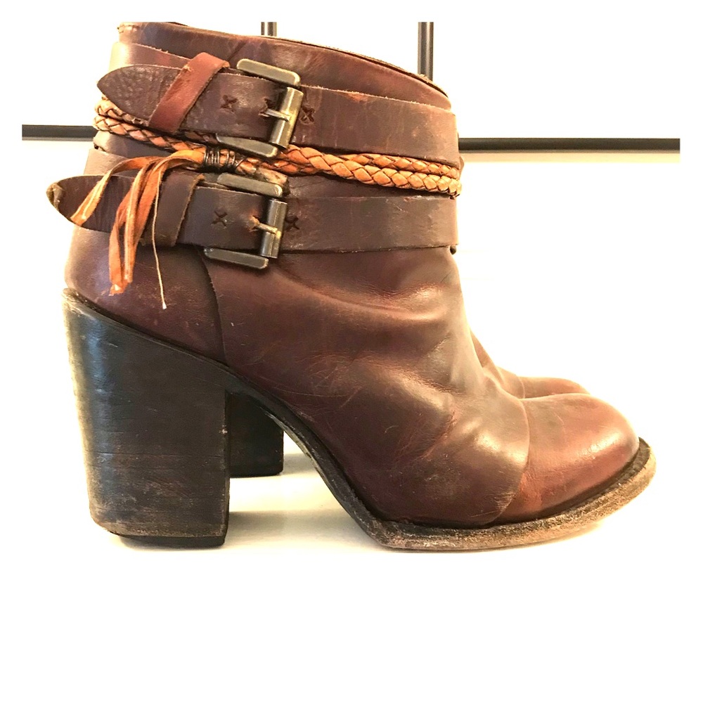 Freebird distressed leather heeled ankle booties